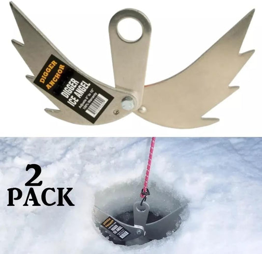 Digger Anchor Ice Angels - Portable Fish House Shanty Anchor Tie Down 2 Pack