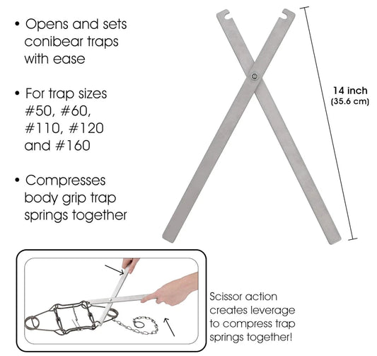 Cold Creek Body Trap Set Tool - 14 Inch Aluminum Body Grip Setting Tongs