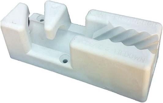 Boat Cleat - Anchoring Docking - Digger Anchor Adjustable Rope Tie off - White