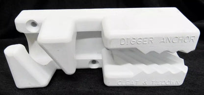 Boat Cleat - Anchoring Docking - Digger Anchor Adjustable Rope Tie off - White