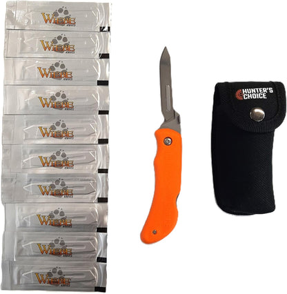 Hunter's Choice Replaceable Blade Folding Knife with 10 Wiebe Wicked Sharp Blades