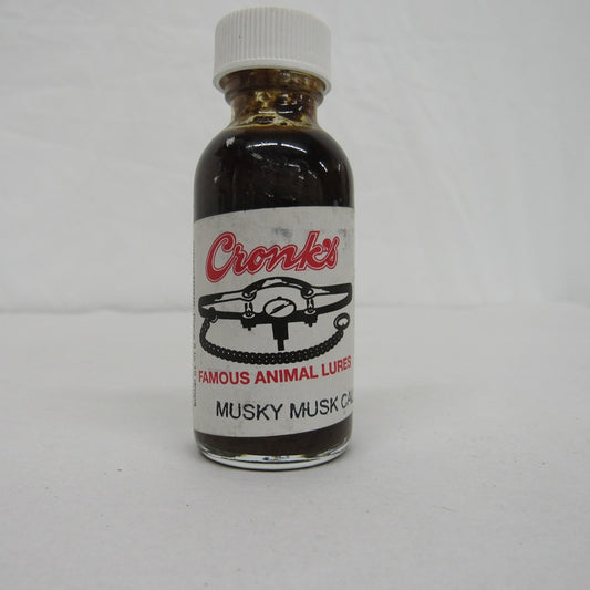 Cronk's Famous Animal Lures Musky Musk Call 1 oz Glass Bottle
