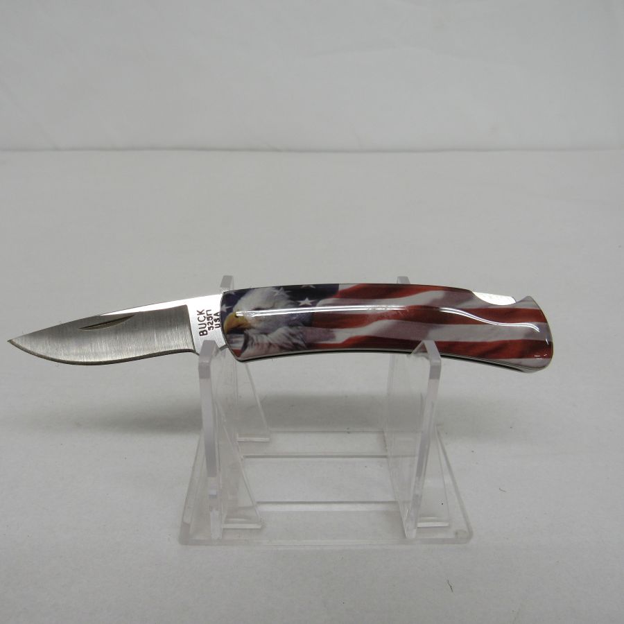 Used Buck 525 Gent American Eagle / American Flag pocketknife