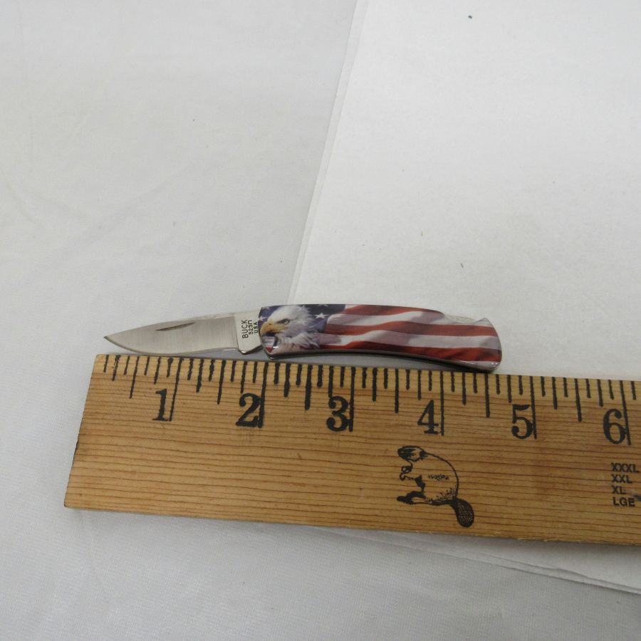 Used Buck 525 Gent American Eagle / American Flag pocketknife