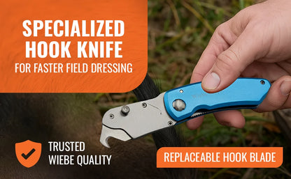 Wiebe Folding Gut Hook Zipper Knife with Reversible Blade