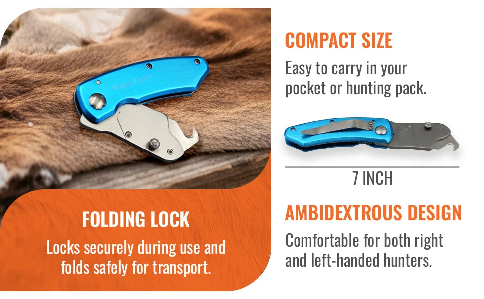 Wiebe Folding Gut Hook Zipper Knife with Reversible Blade