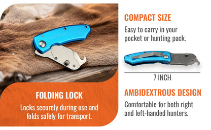 Wiebe Folding Gut Hook Zipper Knife with Reversible Blade