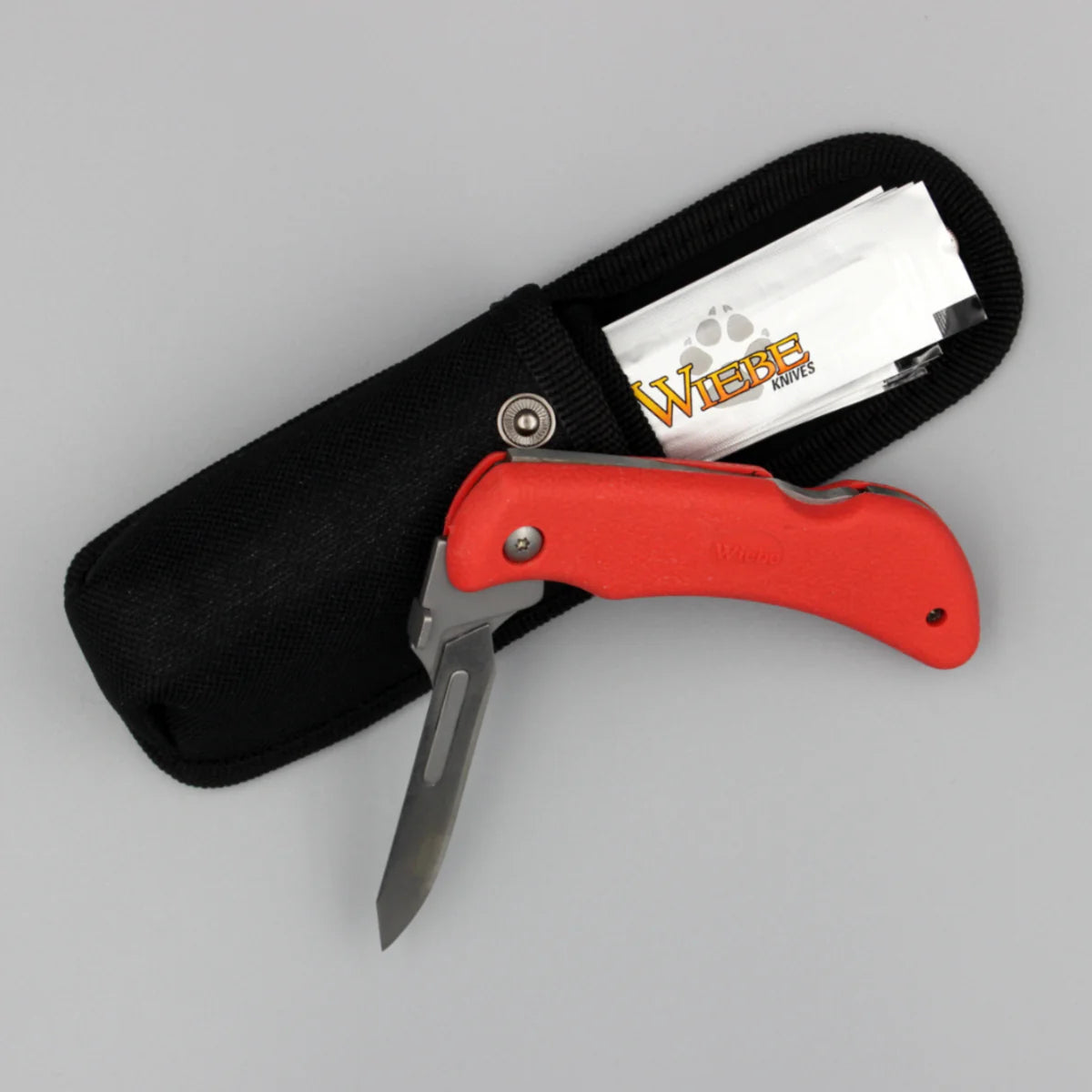 Wiebe Red Fox Skinning Folding  Knife With 24 Extra Blades