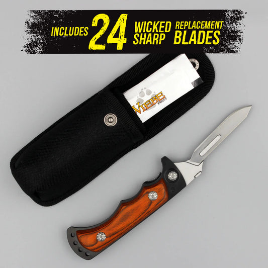 Wiebe Vixen Wicked Sharp Folding Scalpel Knife with 24 Replacement Blades