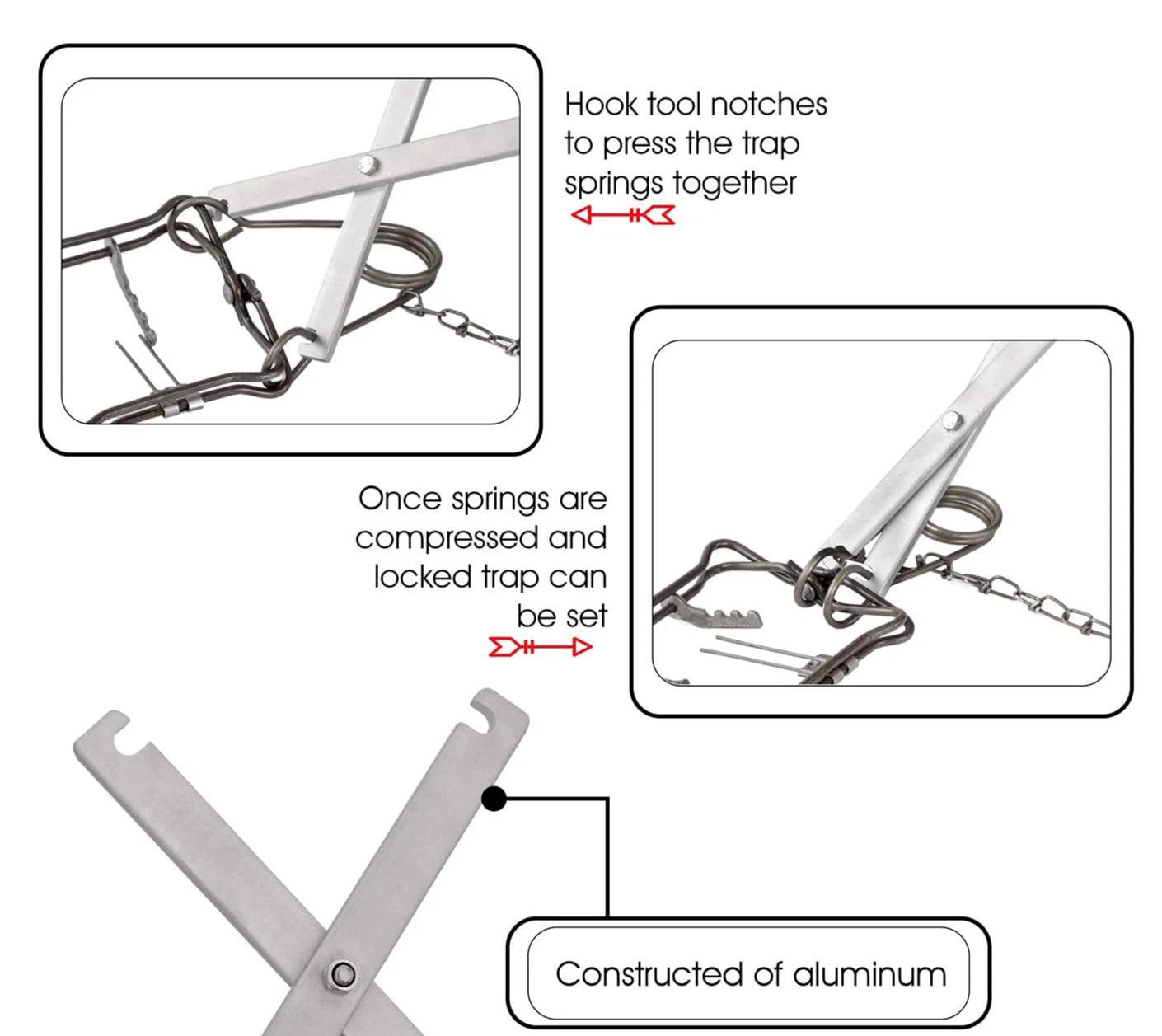 Cold Creek Body Trap Set Tool - 14 Inch Aluminum Body Grip Setting Tongs