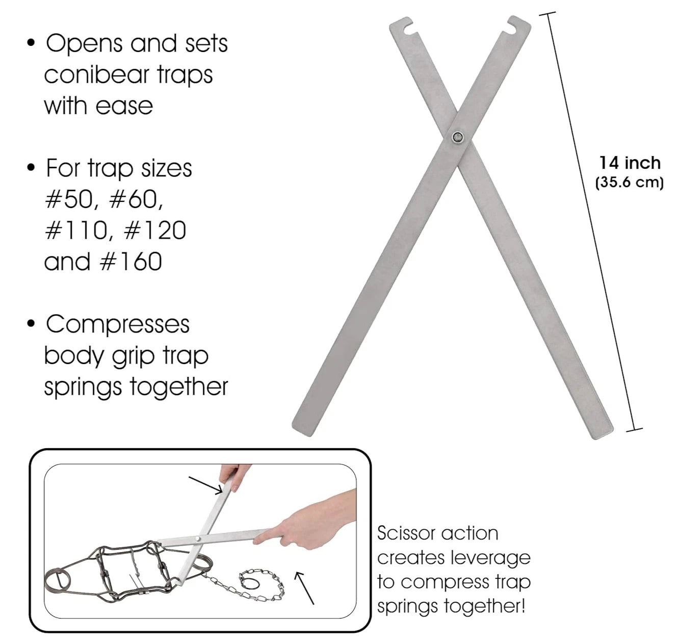 Cold Creek Body Trap Set Tool - 14 Inch Aluminum Body Grip Setting Tongs