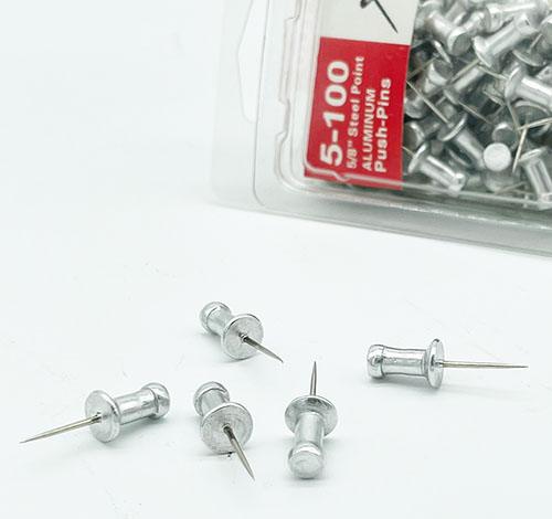 Push Pins - Aluminum Steel Point Heavy Duty 100 Count