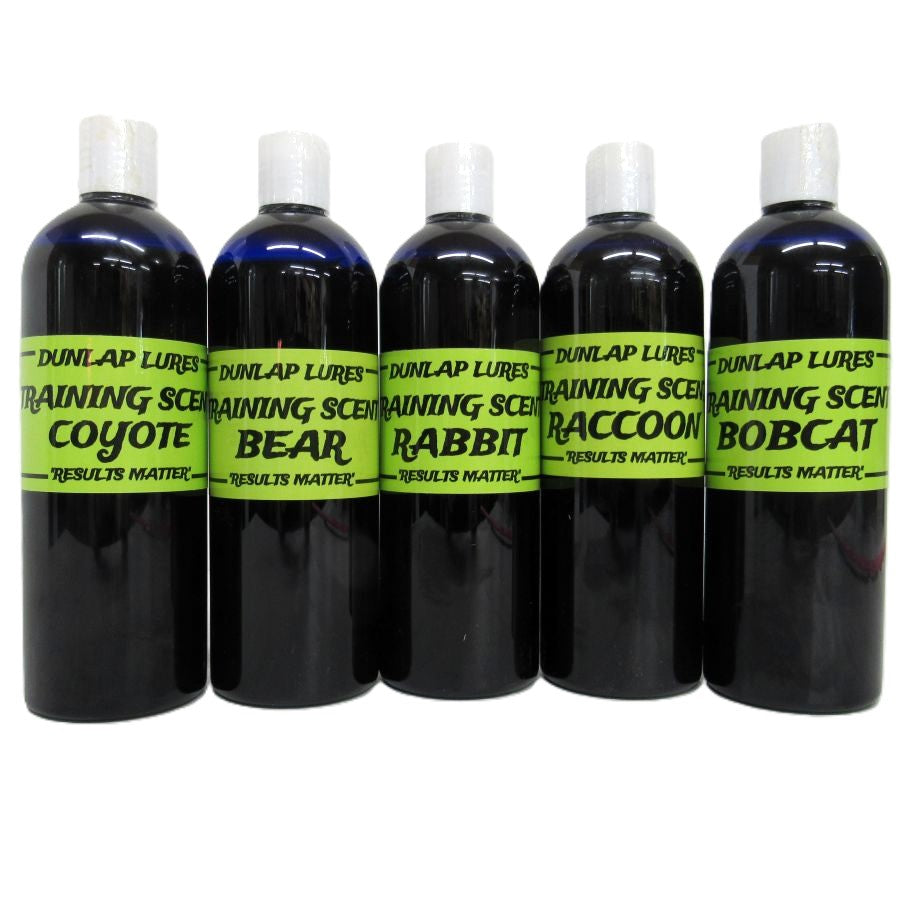 Hunting Dog Training Scents Dunlap Lures Rabbit Bobcat Coyote Raccoon Bear Deer Red Fox Squirrel Mt Lion Wild Hog
