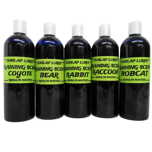 Hunting Dog Training Scents Dunlap Lures Rabbit Bobcat Coyote Raccoon Bear Deer Red Fox Squirrel Mt Lion Wild Hog