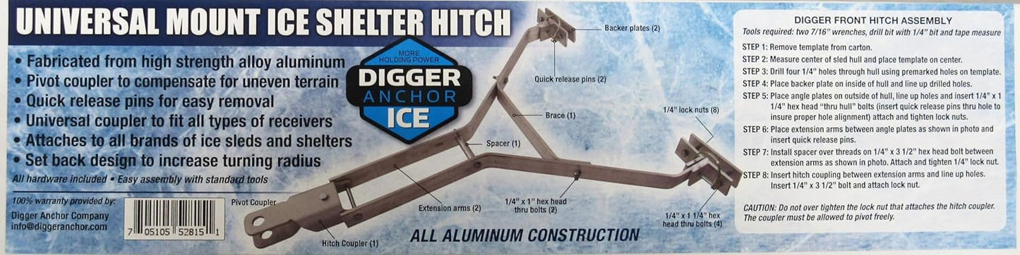 Genuine Digger Anchor Universal Front Hitch for Snowmobile, ATV Ice Sleds