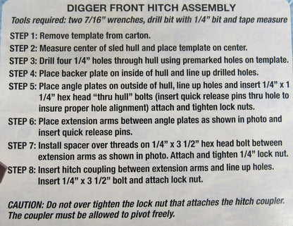 Genuine Digger Anchor Universal Front Hitch for Snowmobile, ATV Ice Sleds